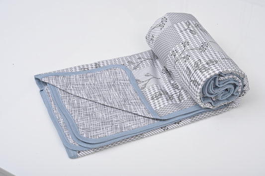 Single & Double Bed 100% Cotton Cambric AC Dohar with Floral Abstract Pattern (Grey)