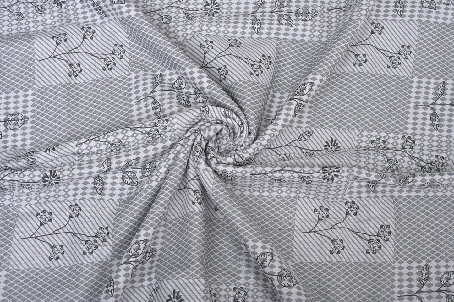 Single & Double Bed 100% Cotton Cambric AC Dohar with Floral Abstract Pattern (Grey)