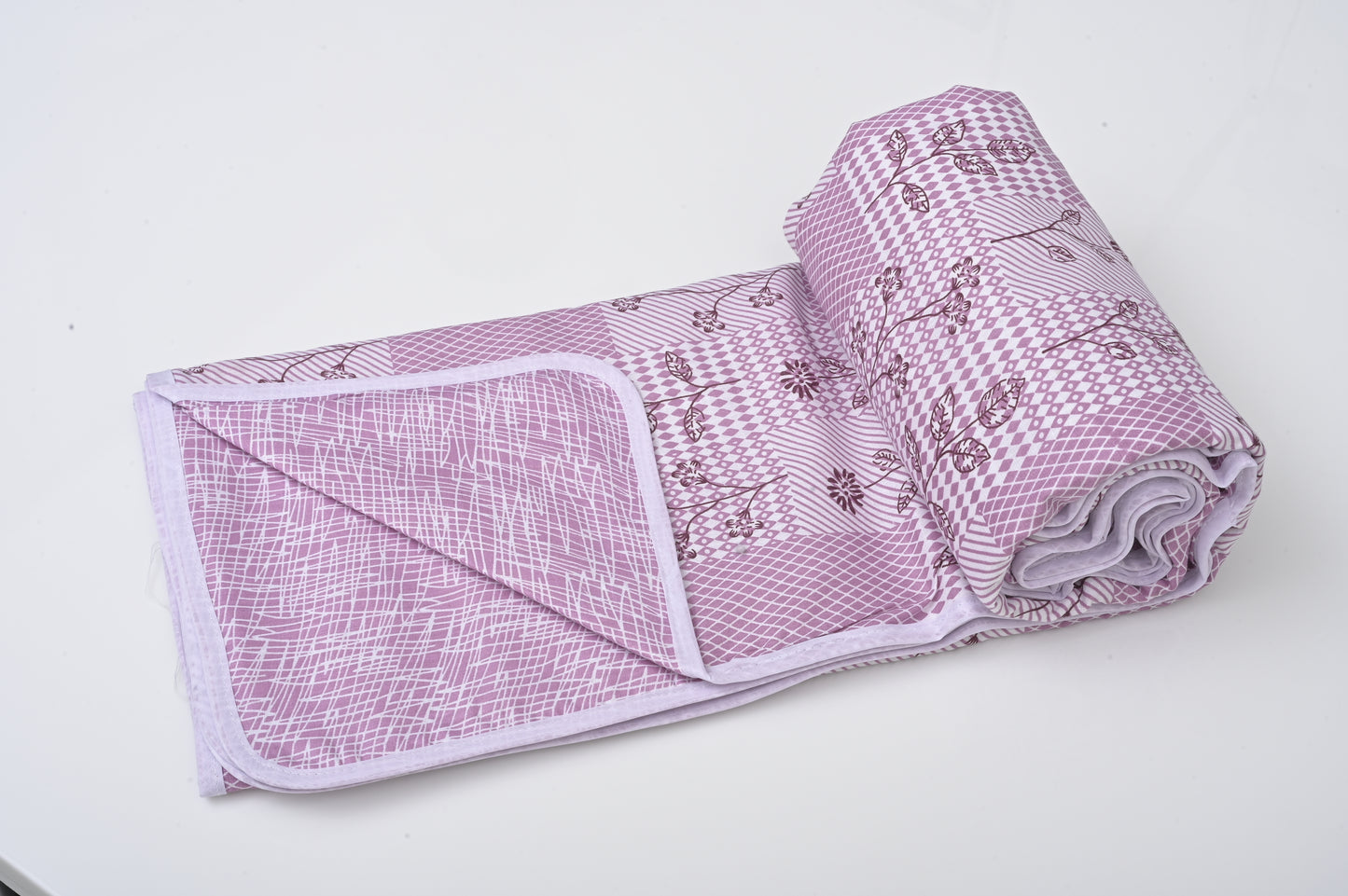 Single & Double Bed 100% Cotton Cambric AC Dohar with Floral Abstract Pattern (Pink)