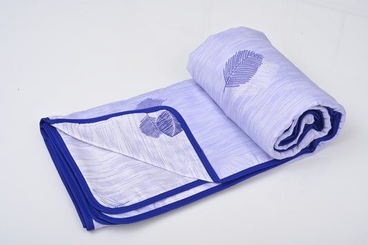 Single & Double Bed 100% Cotton Cambric AC Dohar with Leaf Pattern (Indigo)