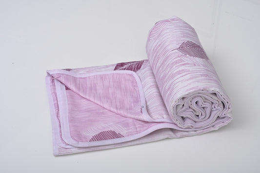 Single & Double Bed 100% Cotton Cambric AC Dohar with Leaf Pattern (Pink)