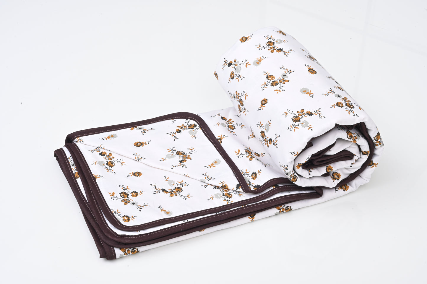 Single & Double Bed 100% 60s Cotton Cambric AC Dohar White Edition (Flower Motifs)