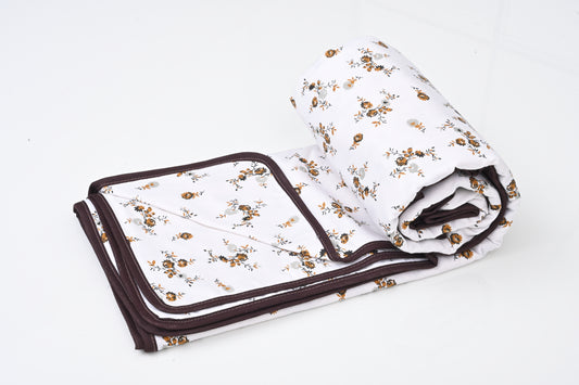 Single & Double Bed 100% 60s Cotton Cambric AC Dohar White Edition (Flower Motifs)