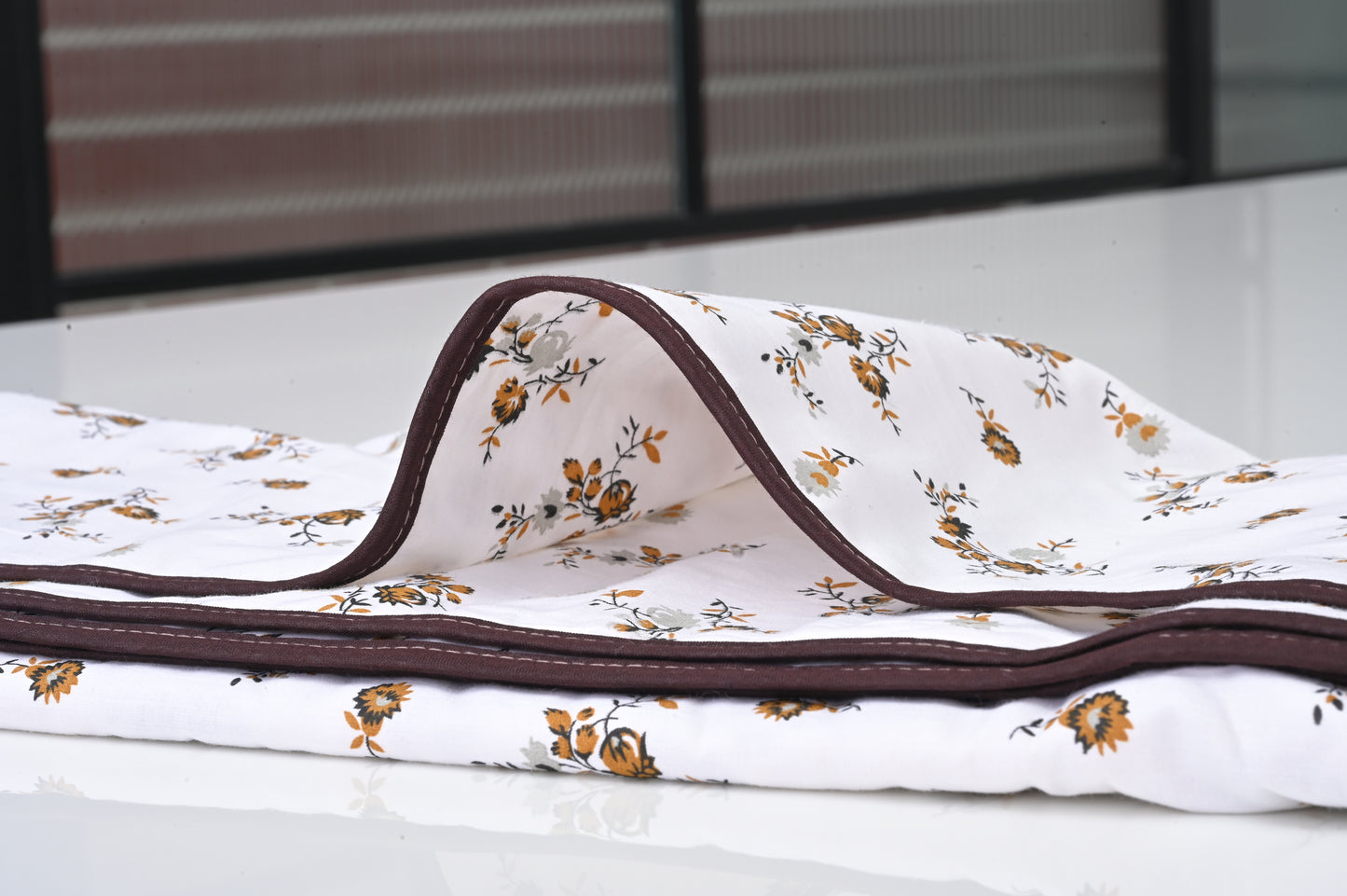 Single & Double Bed 100% 60s Cotton Cambric AC Dohar White Edition (Flower Motifs)