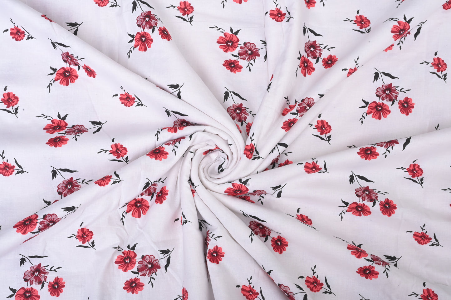 Single & Double Bed 100% 60s Cotton Cambric AC Dohar White Edition (Red Flower Motifs)
