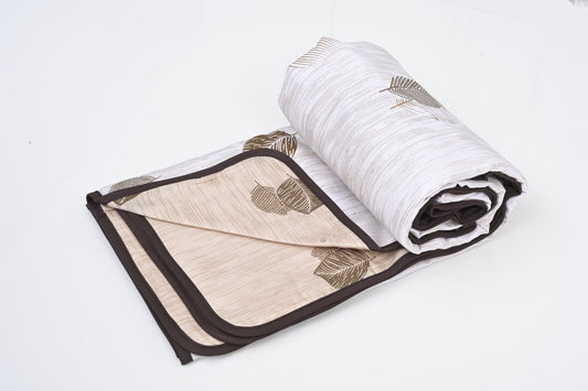 Single & Double Bed 100% Cotton Cambric AC Dohar with Leaf Pattern (Brown)