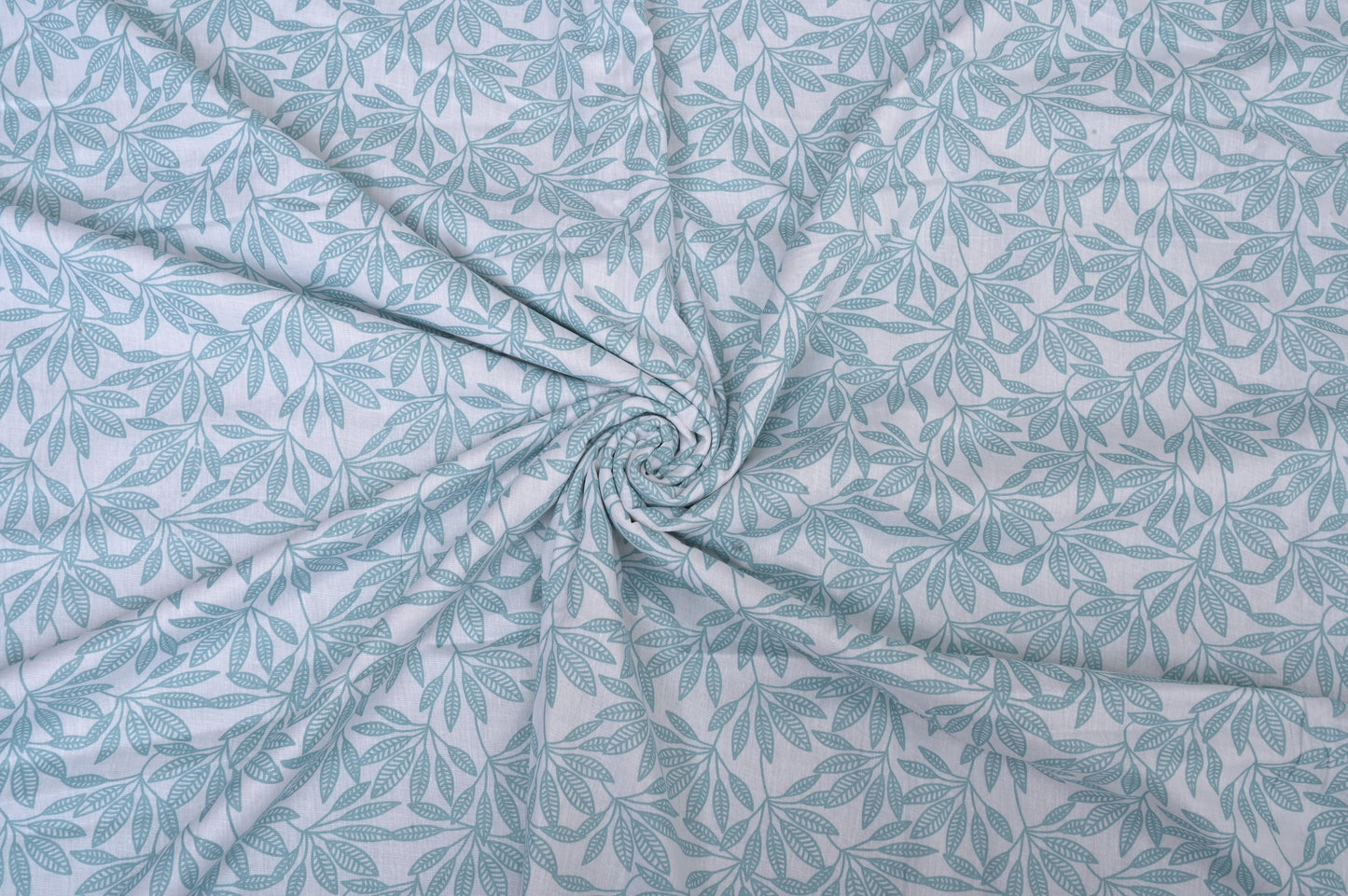 Single & Double Bed 100% Cotton Cambric AC Dohar with Small Leaves Pattern, Blue Color