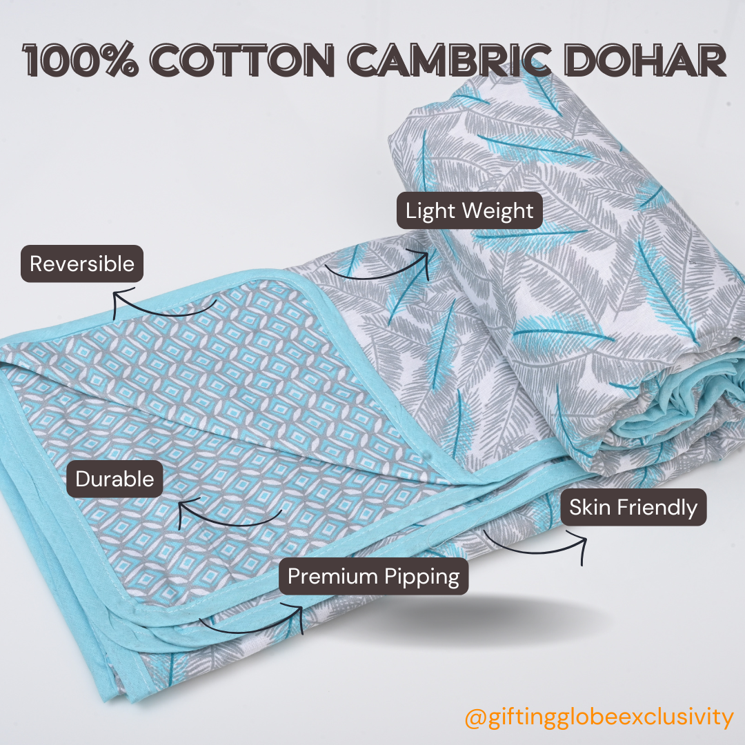 Single & Double Bed 100% Cotton Cambric AC Dohar with Feather Pattern