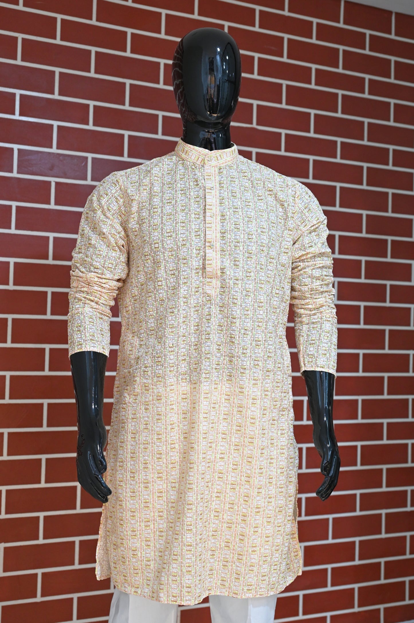 Rajwadi Embroidery Sequence Men's Kurta Pastel Collection 1#