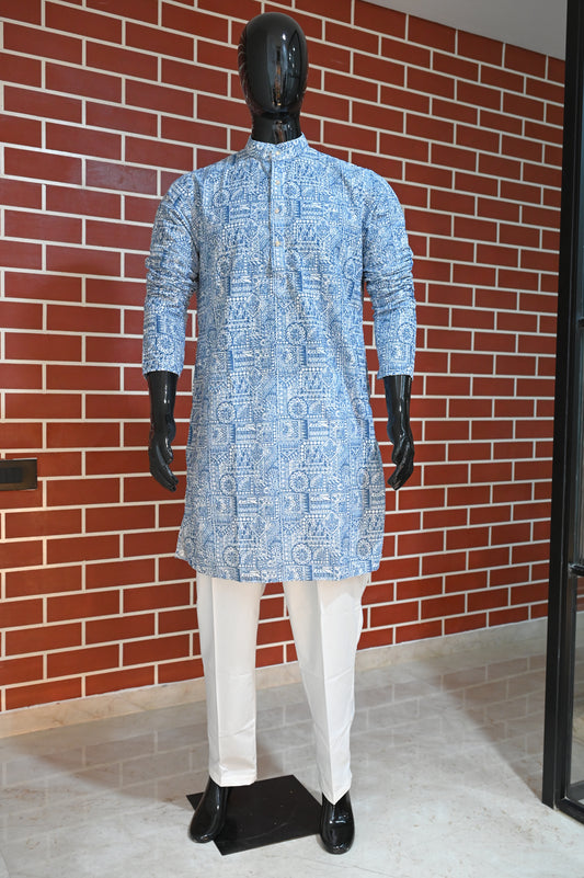 Rajwadi Embroidery Sequence Men's Kurta Dusty Collection 2#