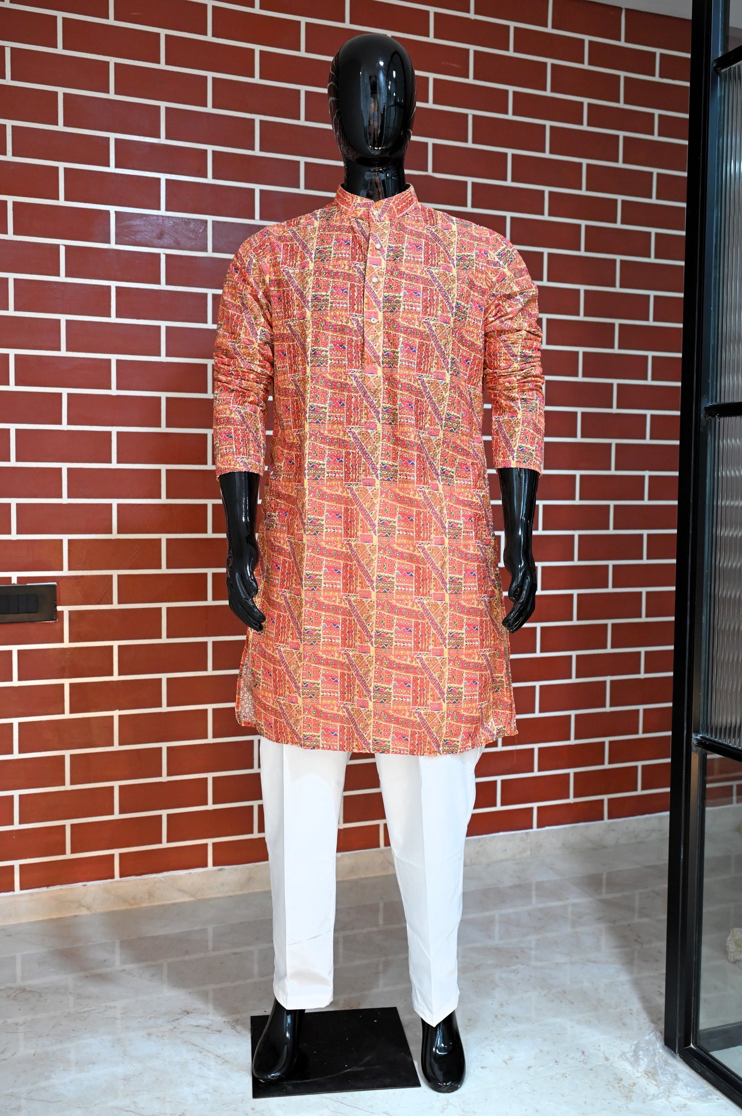 Jaipuri Design Rajwadi Embroidery Sequence Men's Kurta