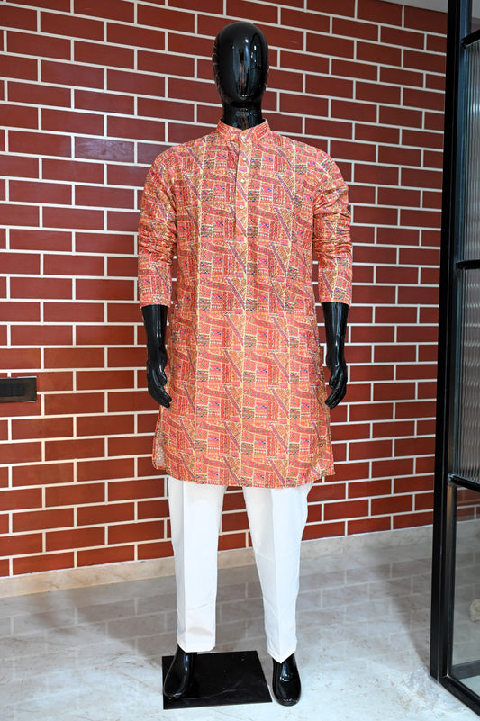 Jaipuri Design Rajwadi Embroidery Sequence Men's Kurta
