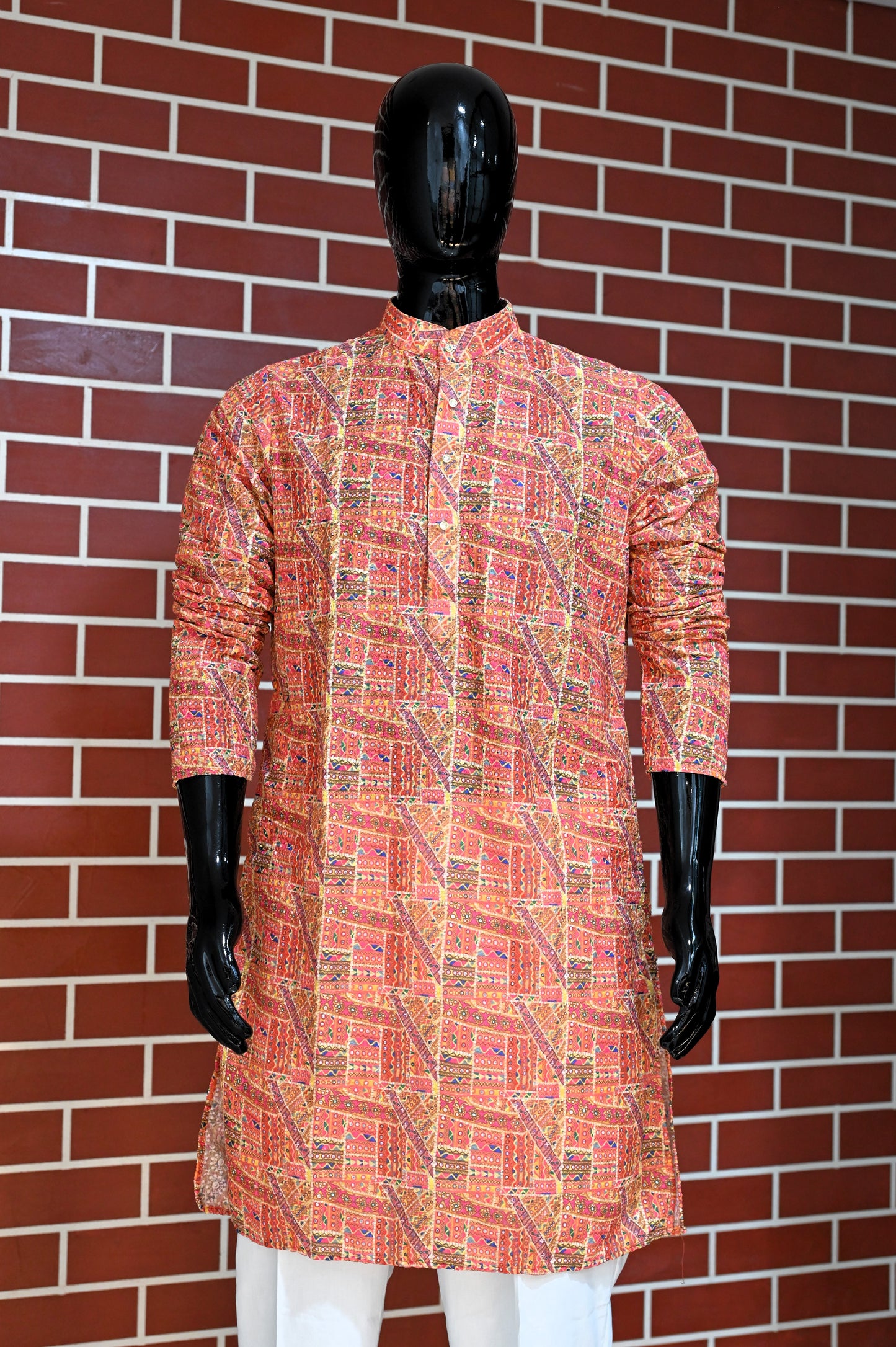 Jaipuri Design Rajwadi Embroidery Sequence Men's Kurta