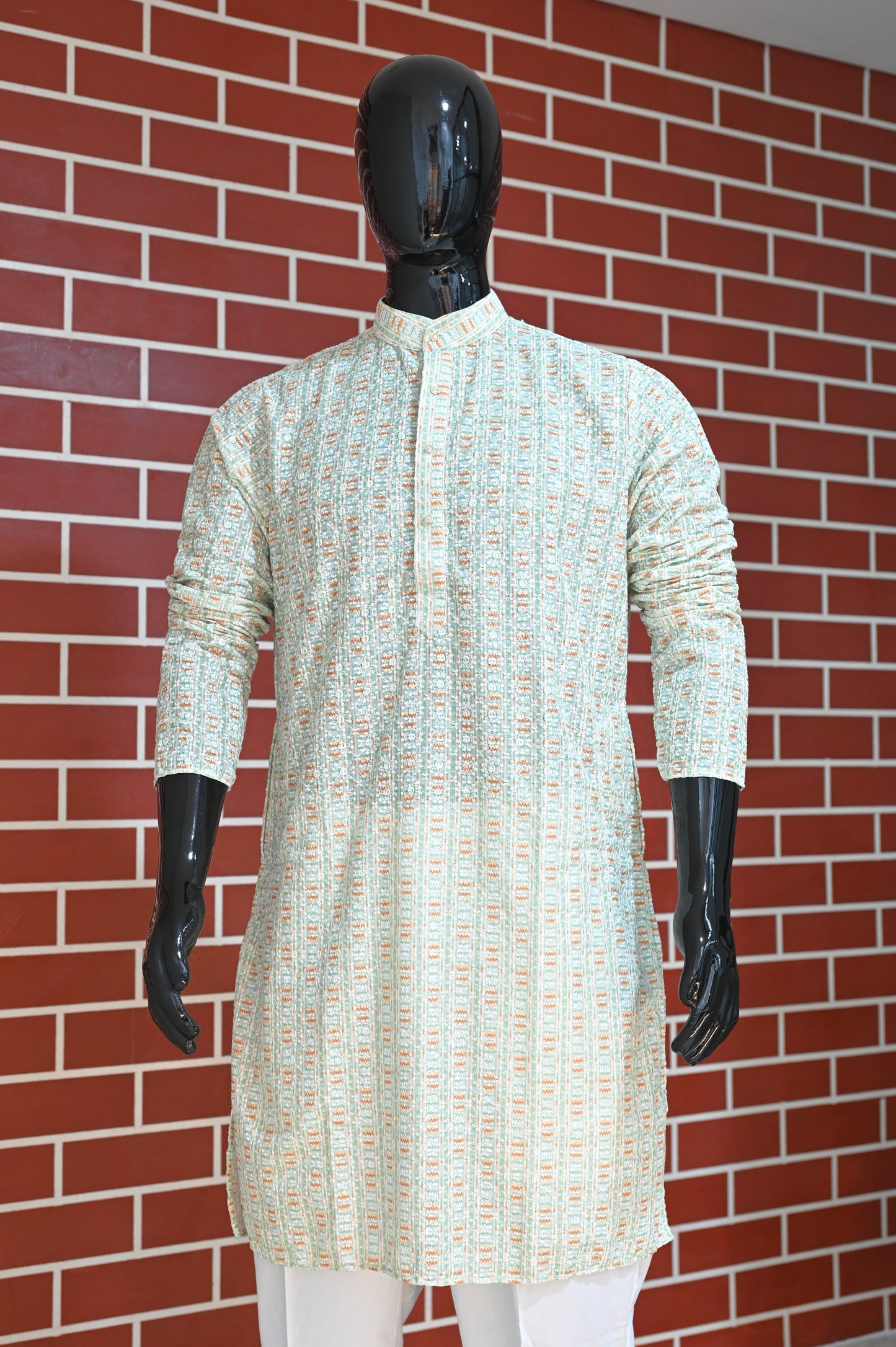 Rajwadi Embroidery Sequence Men's Kurta Pastel Collection 2#