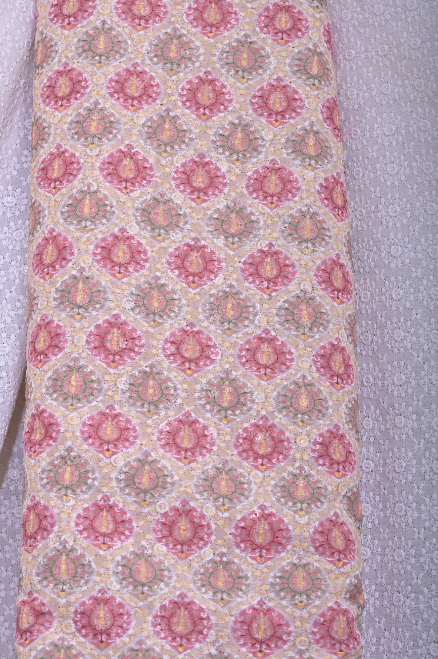 Pastel Pink Rajwadi Embroidery Sequence Men's Kurta