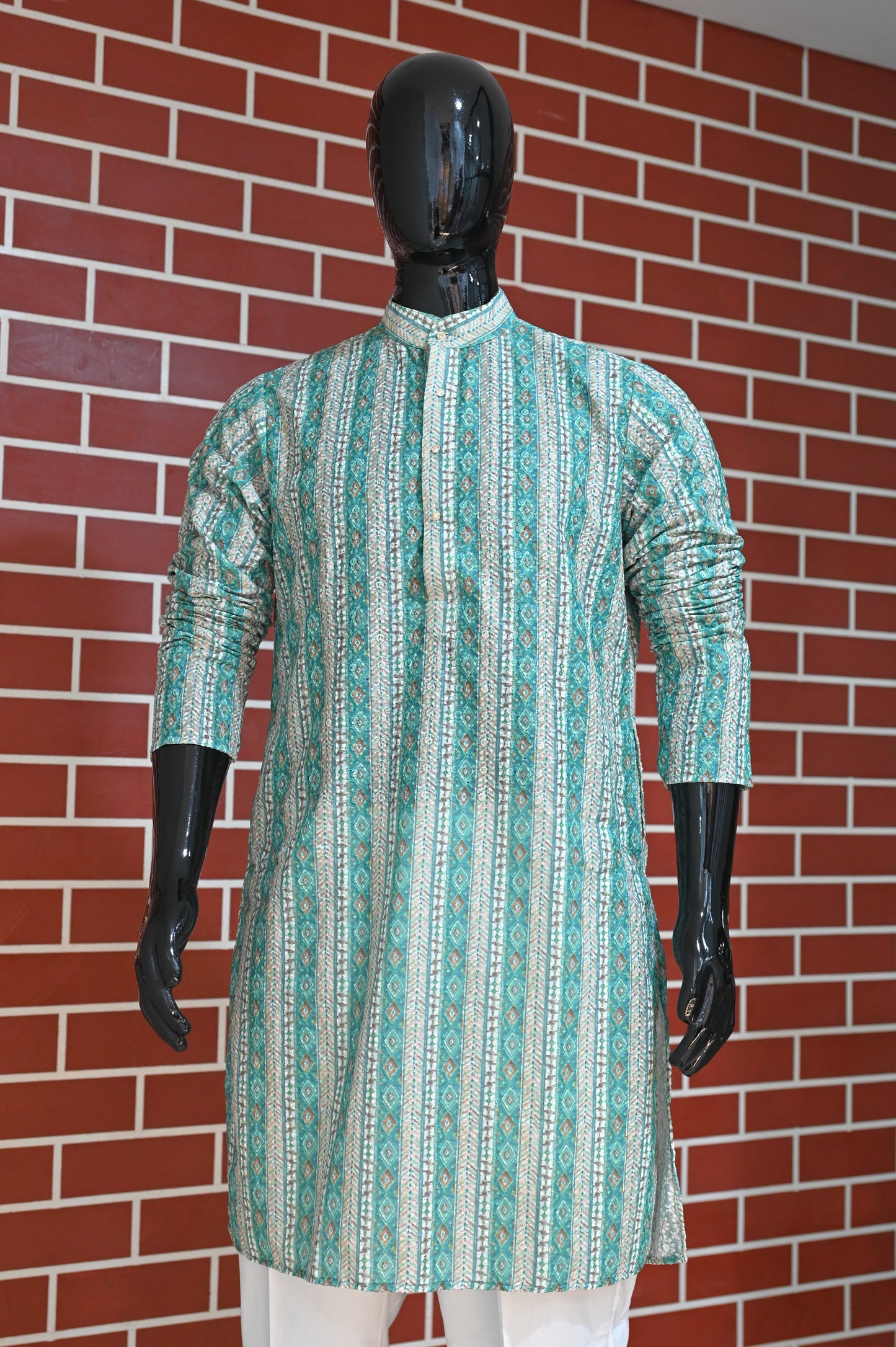 Rajwadi Embroidery Sequence Men's Kurta Striped Collection